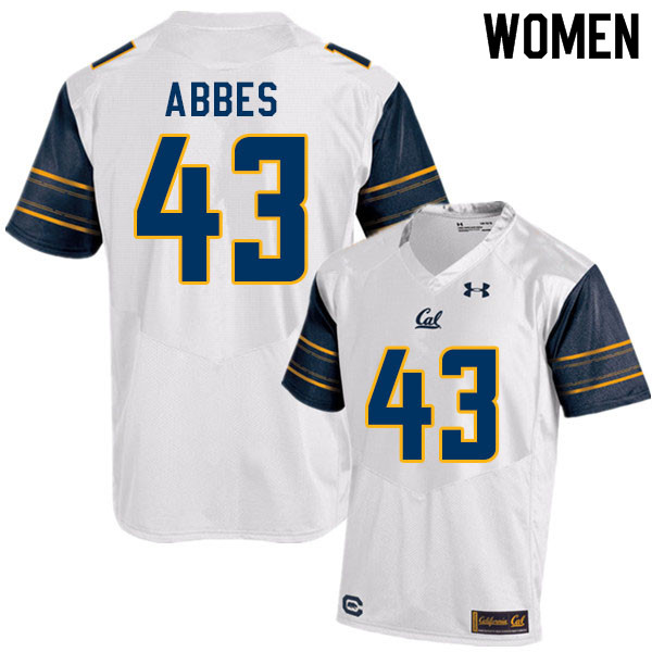 Women #43 Christopher Abbes Cal Bears College Football Jerseys Sale-White - Click Image to Close